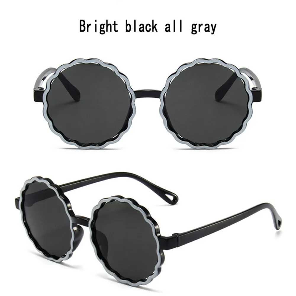 iboode Retro Round Frame Wave Children's Sung Fashion Contrast Color Flower Shape Boys Girls Outdoor Shading Sun_voghion.com