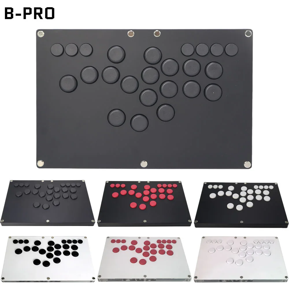 B-PRO 올 버튼 레버리스 아케이드 게임 컨트롤러 지원 SOCD 초슬림 아케이드 조이스틱 히트박스 스타일 파이트 스틱 컨트롤러