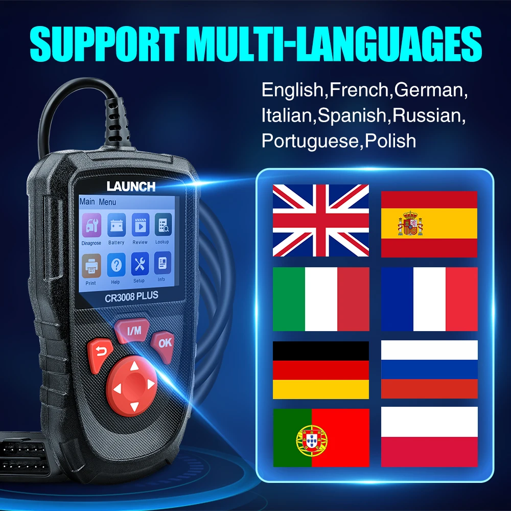 LAUNCH X431 CR3008 PLUS Full OBD2 Diagnostic Tools Car OBD OBD2 Automotive Scanner Check Engine Battery Free Update Online 5