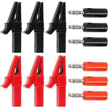 55mm Alligator Clip Multimeter Pen Cable Probes 4mm Banana Plug DIY Test Probe Alligator Clips Black + Red
