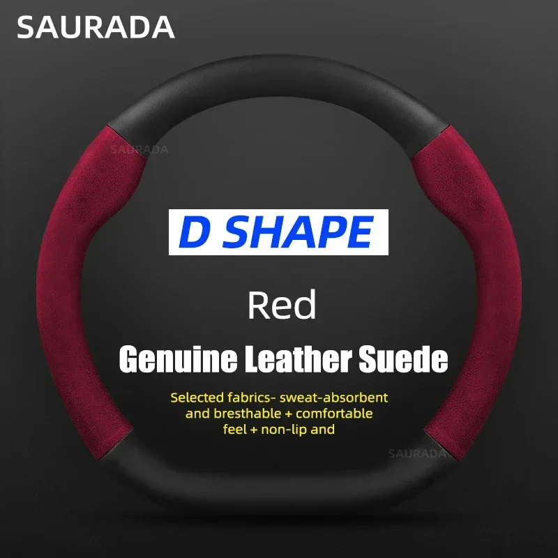Premium Car Leather Steering Wheel Cover – 15-Inch, Non-Slip Design