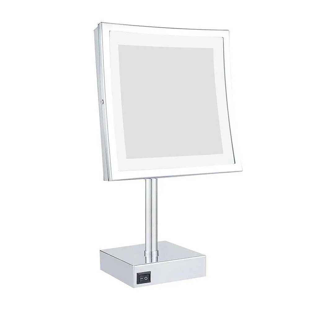 GURUN 8.4-Inch LED lighted Tabletop Vanity Shaving Cosmetic  Standing Bathroom Makeup Mirror Chrome 3X Magnificating Hotel