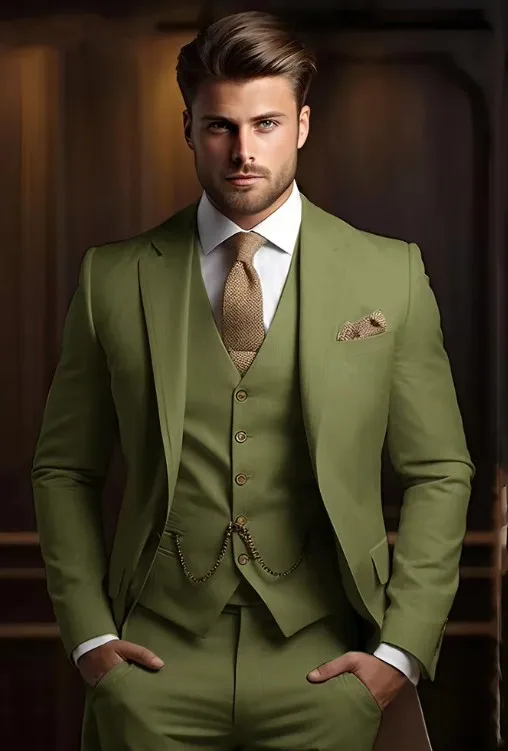 3 Piece Fashion Beige Suits Men Formal Party Business Blazer Shawl Lapel Wedding Groom Tuxedo Jacket Vest Pants Costume Homme formal suit business men clothing