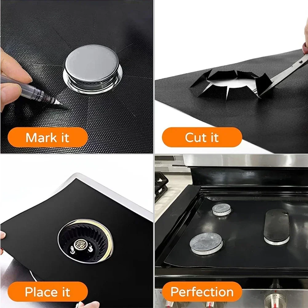 5-Hole Gas Stove Pad Protective Cover Kitchen Cleaning Anti-dirty Non-stick Pad Reusable Stovetop Scratch Protector Pads gas stove pad