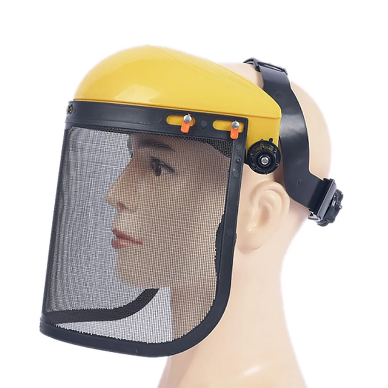 Garden Grass Trimmer Safety Helmet Hat Full Face Mesh Visor Protection, mesh face protector cap