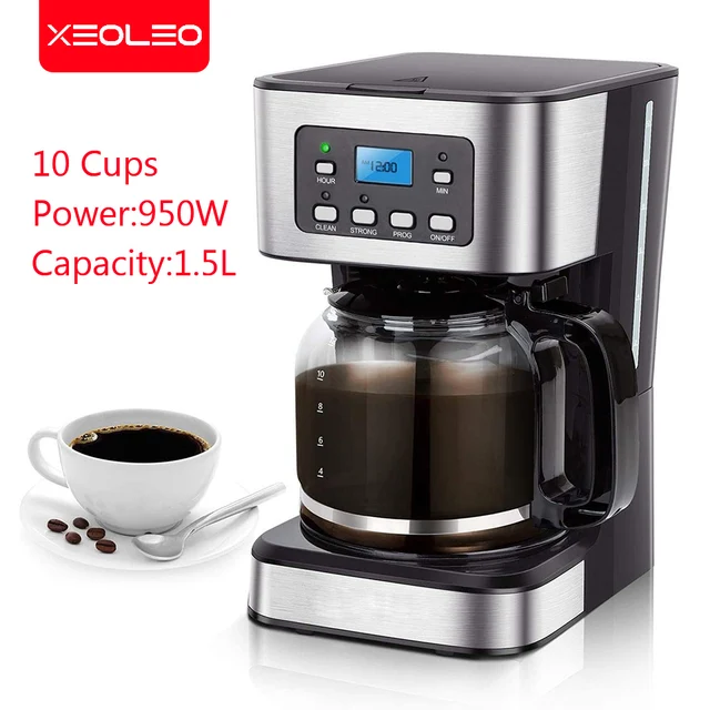 XEOLEO Automatic Coffee Machine Drip Cafe Maker 1.5L Glass Kettle American Espresso Coffee Maker Keep Warm Tea Pot Boiler 1