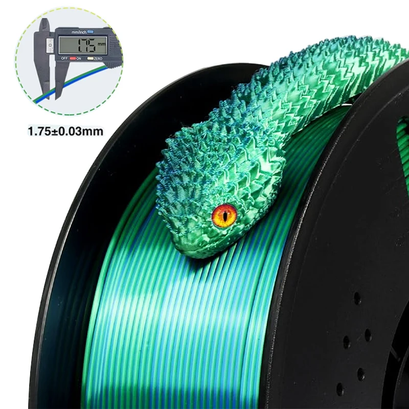 250g 500g 1Kg 투톤 실크 PLA 블루 그린 3D 프린터 필라멘트 1.75mm 듀얼 컬러 실크 블루 그린 PLA 3D 프린팅 재료