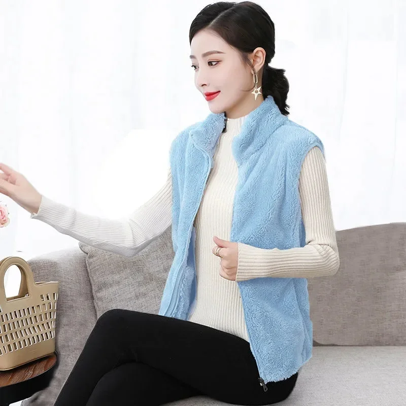 2022 Autumn Winter New Polar Fleece Vest Women Jacket Coral Fleece Warm