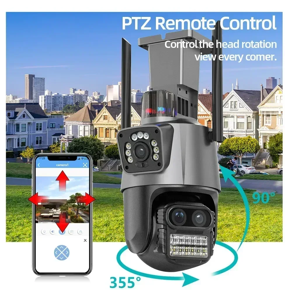 HD 무선 IP 카메라 세트, 8X 줌 듀얼 렌즈 보안 보호 PTZ 와이파이 카메라, 8CH 5MP NVR 비디오 감시 키트, ICSEE 4CH, 9MP