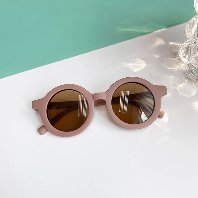 Children Boy Girl Cute Leopard Double Color Cartoon Bear Shape Round Sunglasses Kids Vintage Sunglasses UV400 Protection Classic Khaki-A