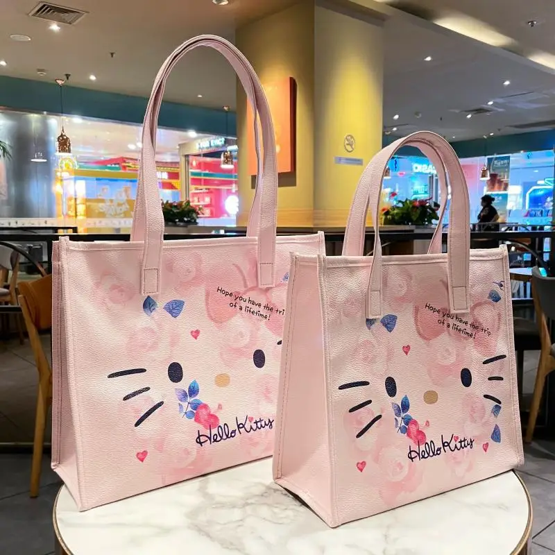 

Kawaii Anime Hello Kitty Handbag Sanrio Cute Cartoon Character Kt Cat Kuromi Girly Heart Large Capacity Mommy Bag Girls Gift