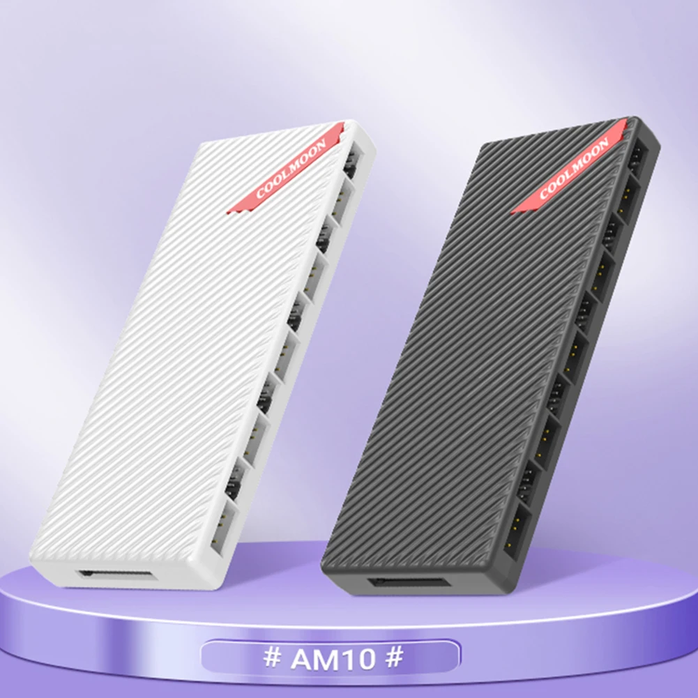 1 To 10 4 Pin PWM 3 Pin Addressable ARGB Adapter SATA Powered 5V 3Pin Cooling Fan Controller Magnetic Suction for Case Fan