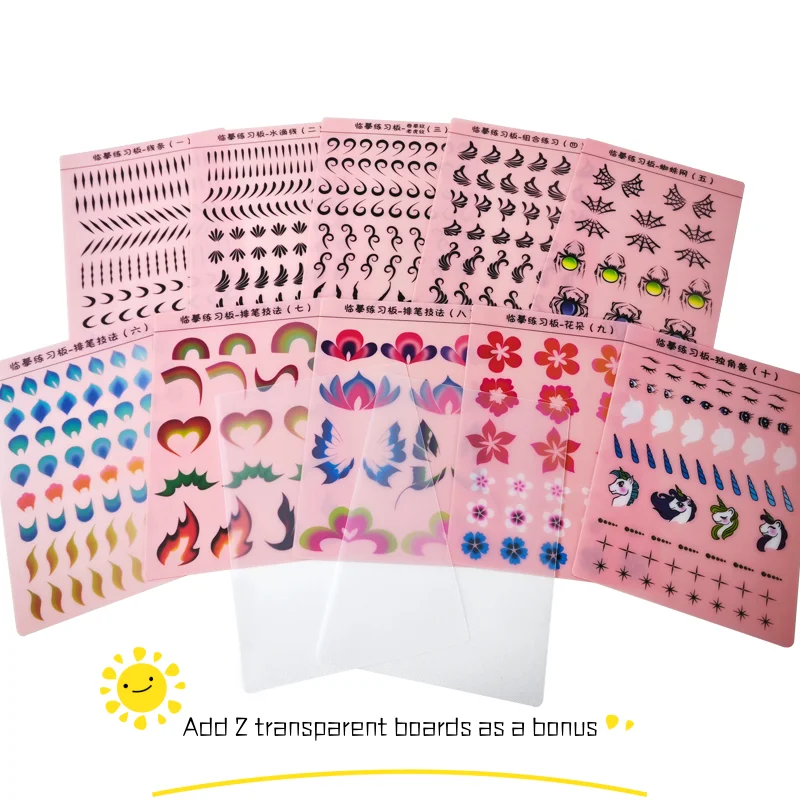 Description Picture 2 of itemHigh Quality Painting Practice Template Reusable 12pcs Body Art Face Painting Essential For Practicing Basic Painting Skiils