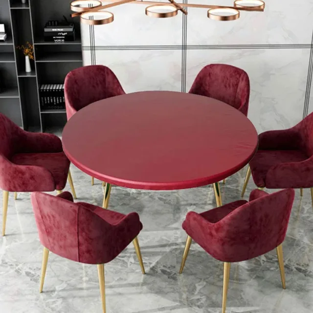 Copritavolo rotondo per matrimonio, custodia impermeabile per tavolo da pranzo, tovaglia elastica resistente all'olio, decorazione per matrimoni, casa, hotel 6