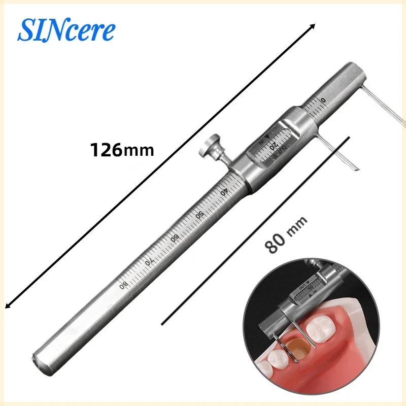 

1Pc Dental Orthodontic Implant Measuring Calipers Stainless Steel 0-80mm Measuring Gauge Ruler Dental Implant Sliding Caliper