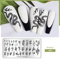 BORN PRETTY Snake Pattern Stamping Plates For Nails Stainless Steel Rectangle Nail Art Template Christmas Artist  Animal-L009 1