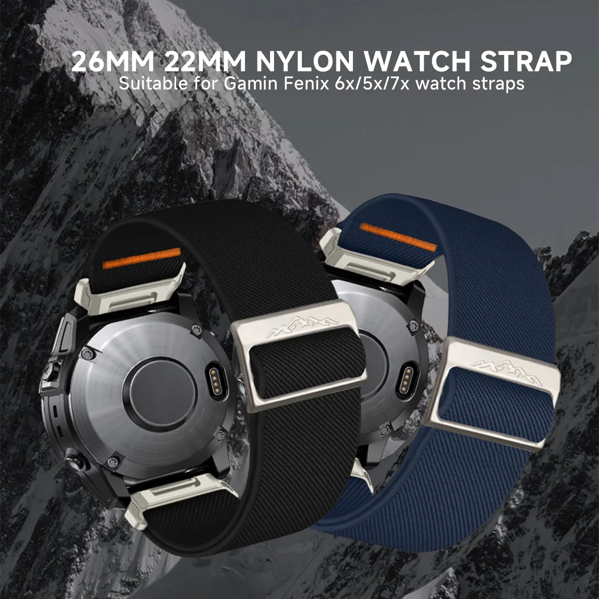 26/22mm Elastic Nylon Loop Strap For Garmin Fenix E 5X 6X