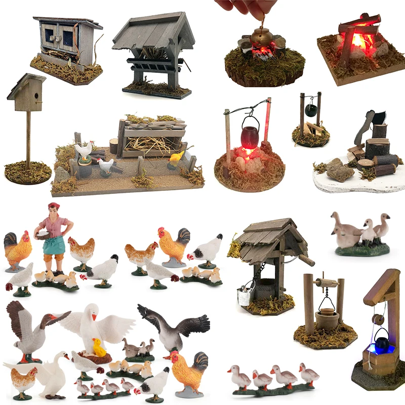 1:12 Dollhouse Miniature Metal Fishing Rod Model Doll Life Scene Decoration Mini boat Mini beach chair Gift Dolls Accessories