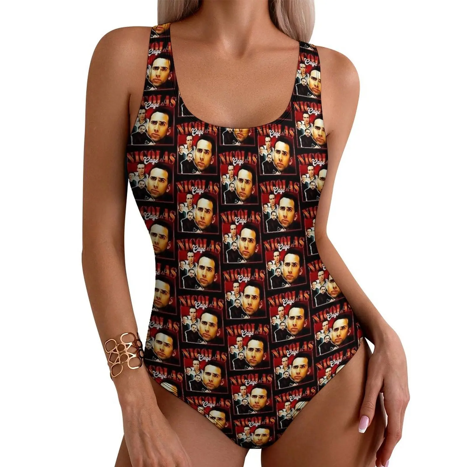 Nicolas Cage Banana Funny Swimsuit Sexy  One Piece Swimwear Push Up Swimsuits Sweet Fitness Bathing Suit