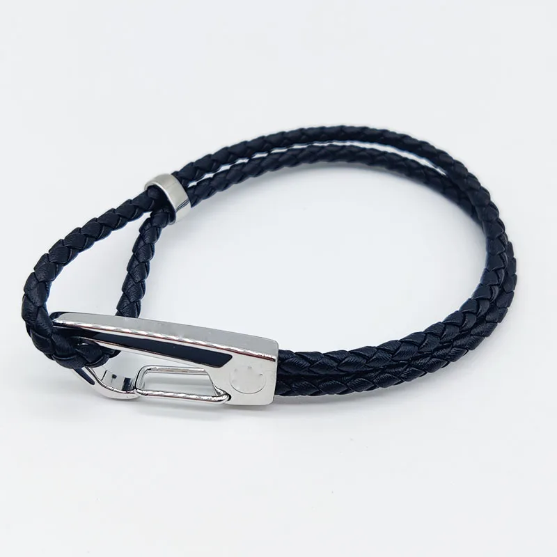 

JW110 MB Style Bracelet With Six Star Luxury Designe Blue Black Oil Droplets Lobster Clasp Leather Couple Rope