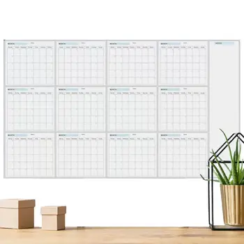 Calendario da parete grande cancellabile, agenda mensile riutilizzabile, lavagna bianca cancellabile vuota, calendario annuale con lista delle cose da fare