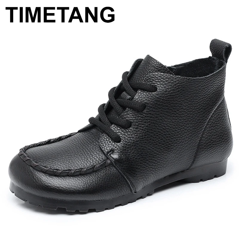 

Spring Autumn Boots Women Fashion Classics Genuine Leather Retro ZIP Flat With Round Toe Mixed Colors Casual Women Shoes 35-41