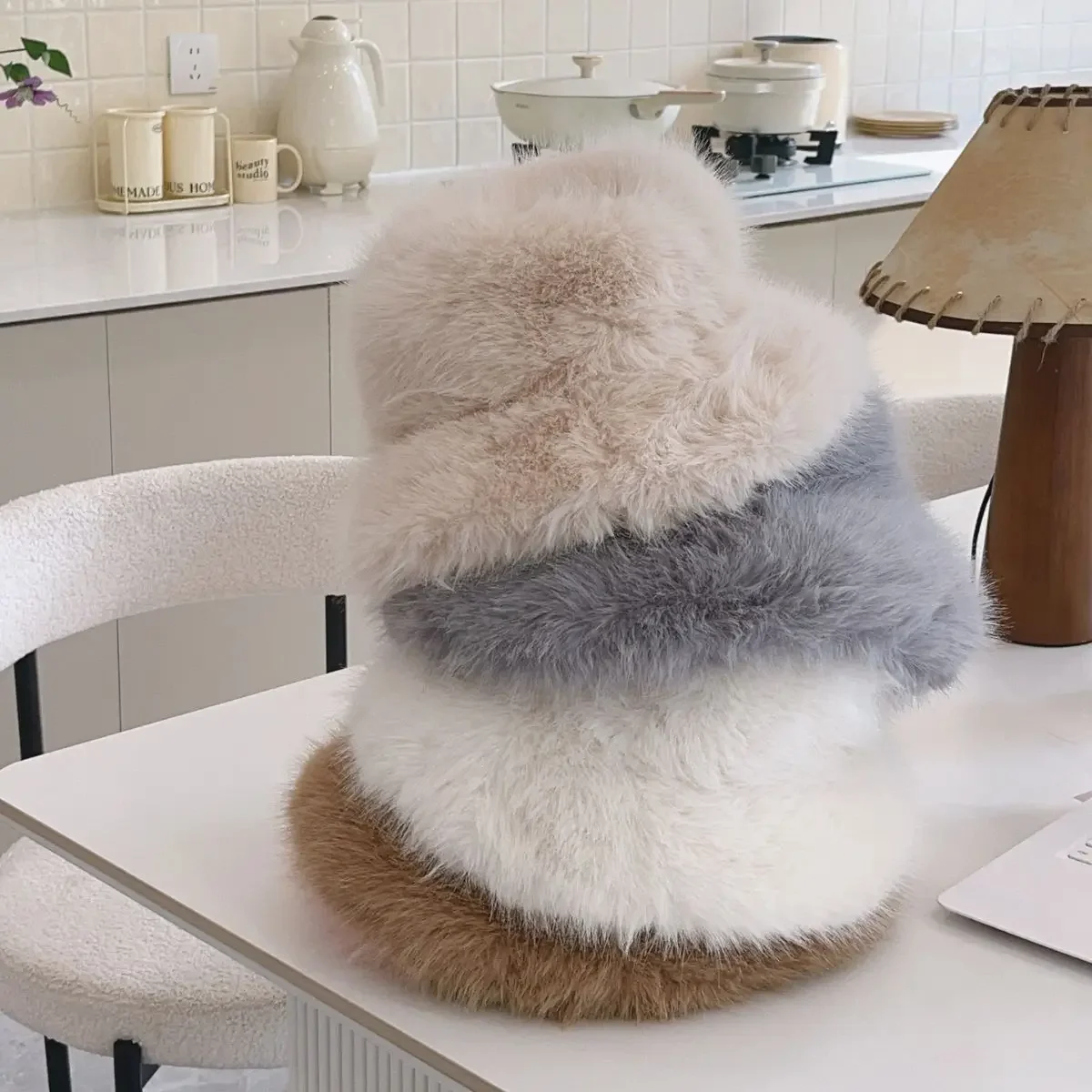 Winter Faux Fur Bucket Hats for Women Warm Plush Fisherman Hat Fuzzy Fluffy Cap Outdoor Stylish Panama Caps Christmas Presents