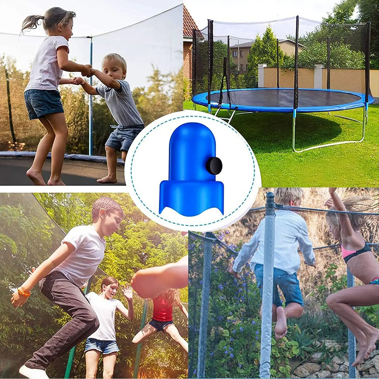 6Pcs Trampoline Enclosure Pole Caps with Screws 0.98/1.26/1.5&rdquo;Diameter Waterproof Durable Safety Leisure Spare Part for Net Hook Trampoline End Cap