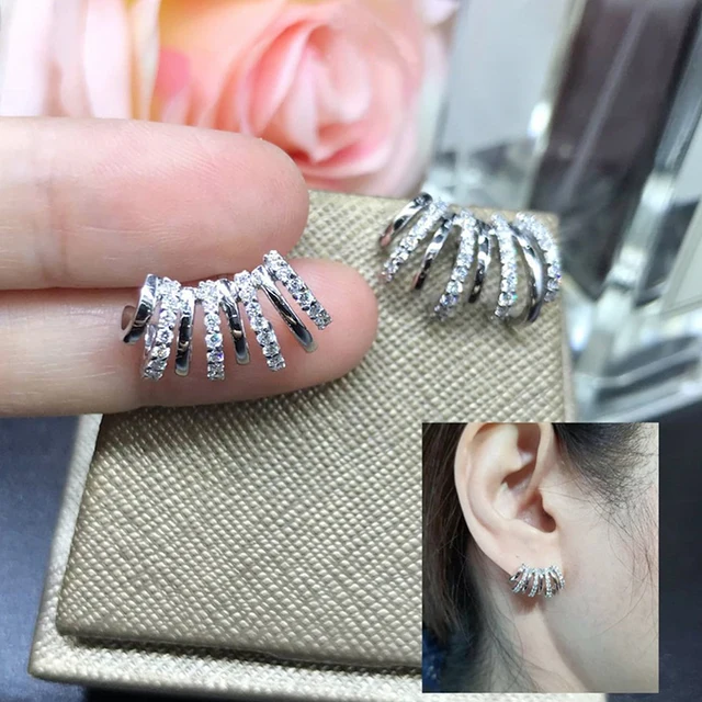 Huitan Silver Color Claws Stud Earrings with Crystal AAA CZ Stone Modern Design Fashion Versatile Accessories Women 2022 Jewelry E1651