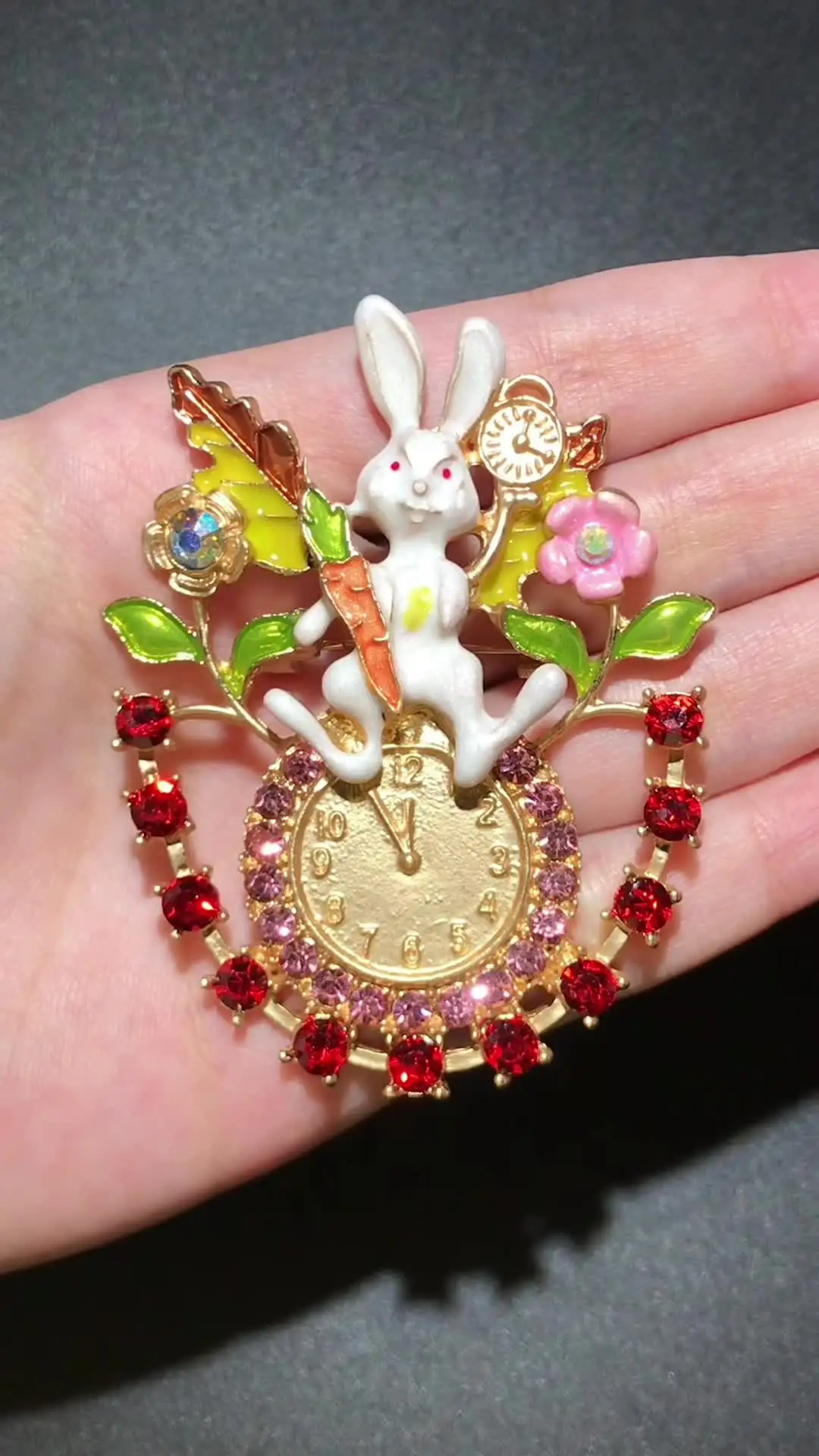 Broche Lapin Strass Vintage – Alliage Zinc – 4 X 2,7 Cm – Décontracté, Bureau, Fête – Cadeau Femme