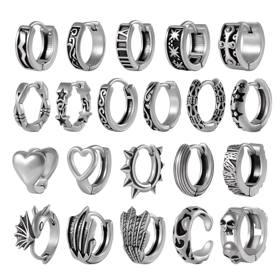 4 orecchini a forma di cuore martellato in oro/argento, ottone placcato oro/rodio, orecchini geometrici (GB-4307) - Italia