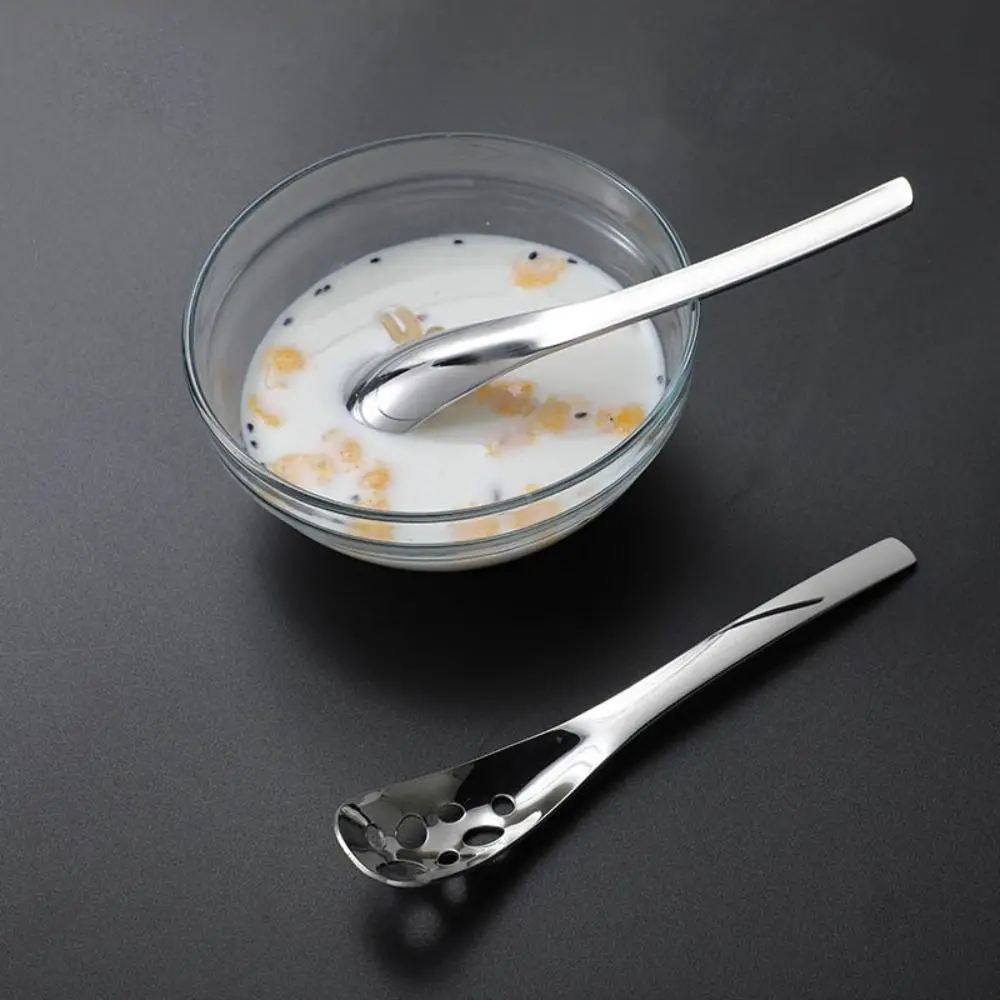 Stainless Steel Slotted Spoon Long Handle Dessert Spoon Minimalist Scoop Soup Restaurant and Household stainless steel spoon soup spoon