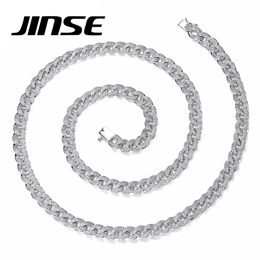 

JINSE Long Cubic Zirconia Fashion Link Chains Miami Silver Color Vintage Minimalism Necklaces for Men Hip Hop Rock Jewelry Gifts