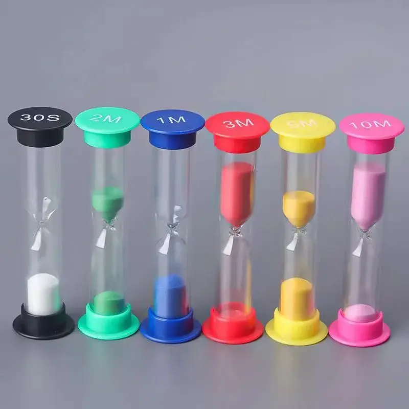 6/12pcs Sand Timer Assortment Plastic Hourglass Timer Colorful Sandglass Hourglass Small 30sec/1/2/3/5/10mins Sand Clock Timer