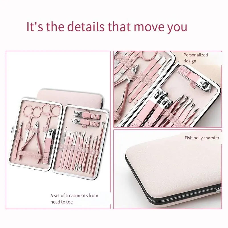 Nail Clipper Set 18piece Diagonal Exfoliating Stainless Steel Manicure Set Household Ear Spoon Scissors