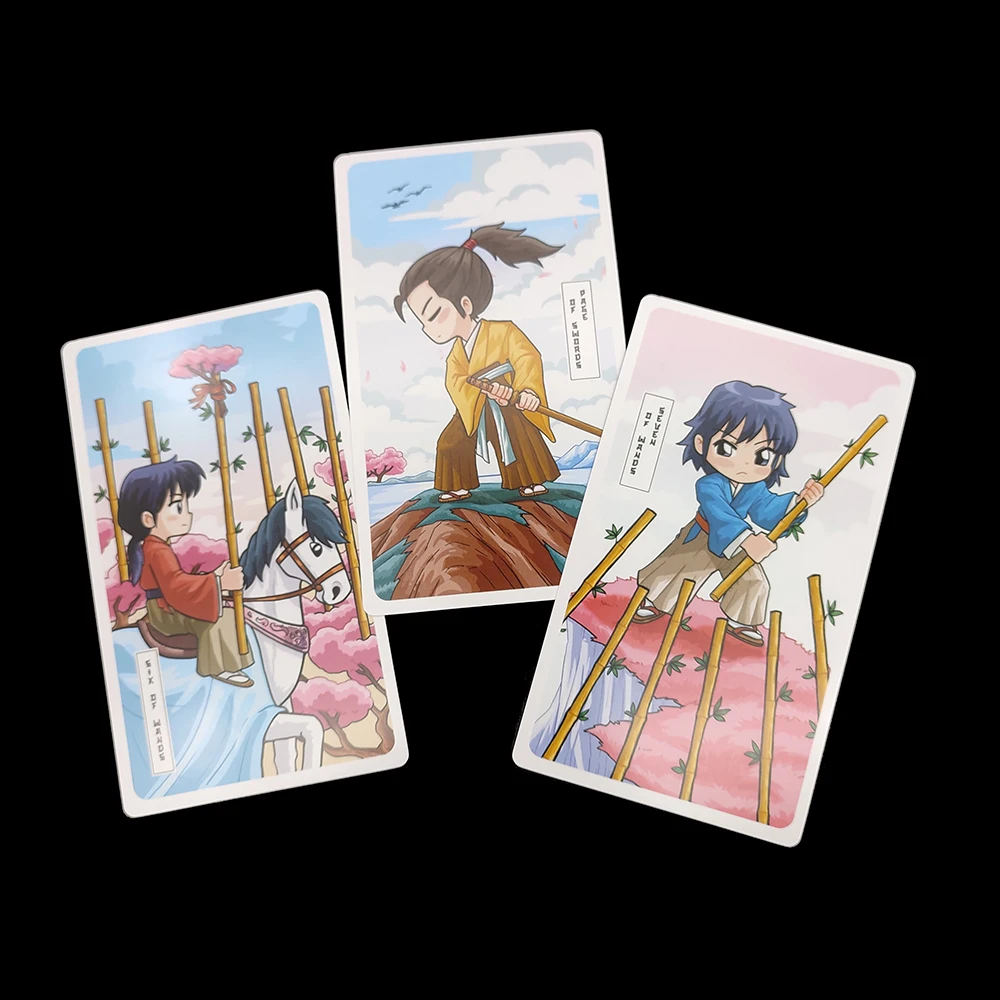 12CMX7CM The Sakura Spring Divination Tarot V2 with Guidebook where Japanese traditional characters come to life in a playful 4