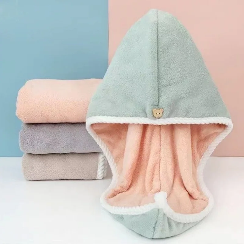 1pcs Women Hair Towel Wrap Drying Hair Turban Quick-dry Polyester Hair Towel Cap Hat Bath Hat Solid Towel Cap Super Absorption 2