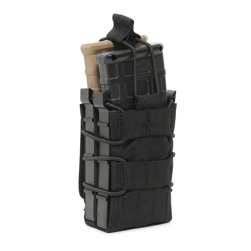 Tactical 5.56 Molle Magazine Holster Open Top Double Mag Pouch Magazine Pouch Holder for 5.56 7.62 MM Magazine for AK AR M4 AR15