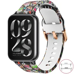 Silicone Smartwatch Replacement Wristband with Modern Print Design for Redmi watch 4 (BLACK WHITE)