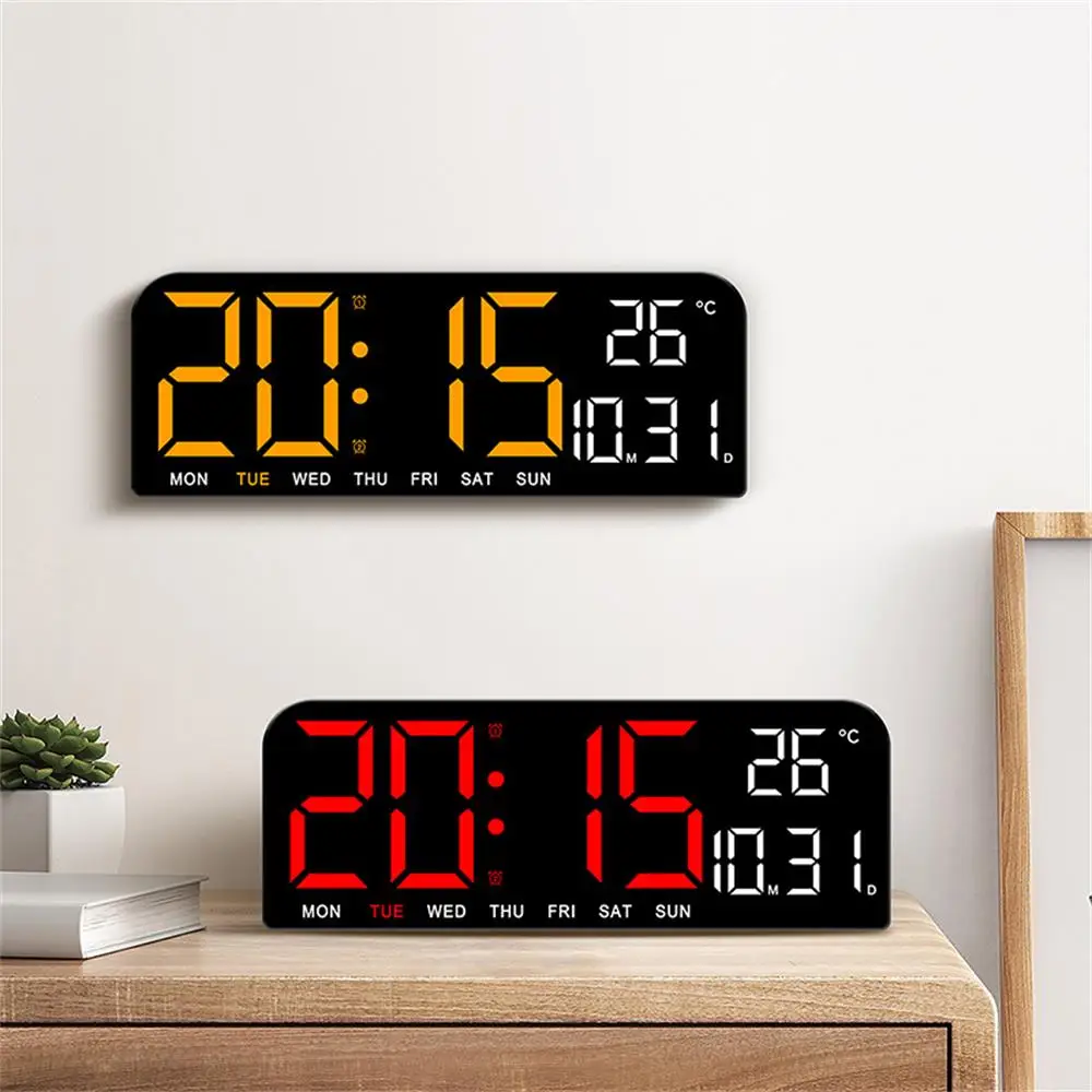 Large Digital Wall Clock Temperature and Date Week Display Night Mode Table Alarm Clock 12/24H Electronic LED Timing Func wall clock digital wall clock