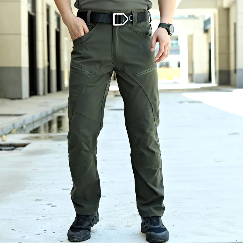 Men's Overalls Spring And Autumn New Tactical Pants Multi-Functional Pocket Elastic Slim Assault Pants