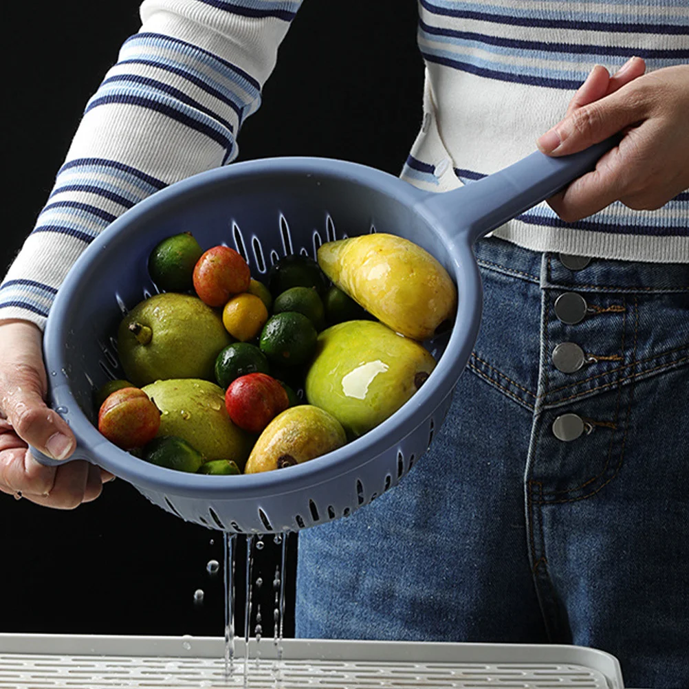 

4 Pcs Kitchen Drainer Basket Wall Colander Plastic with Handle for Fruit Food Cleaning Strainer Washing Vegetable