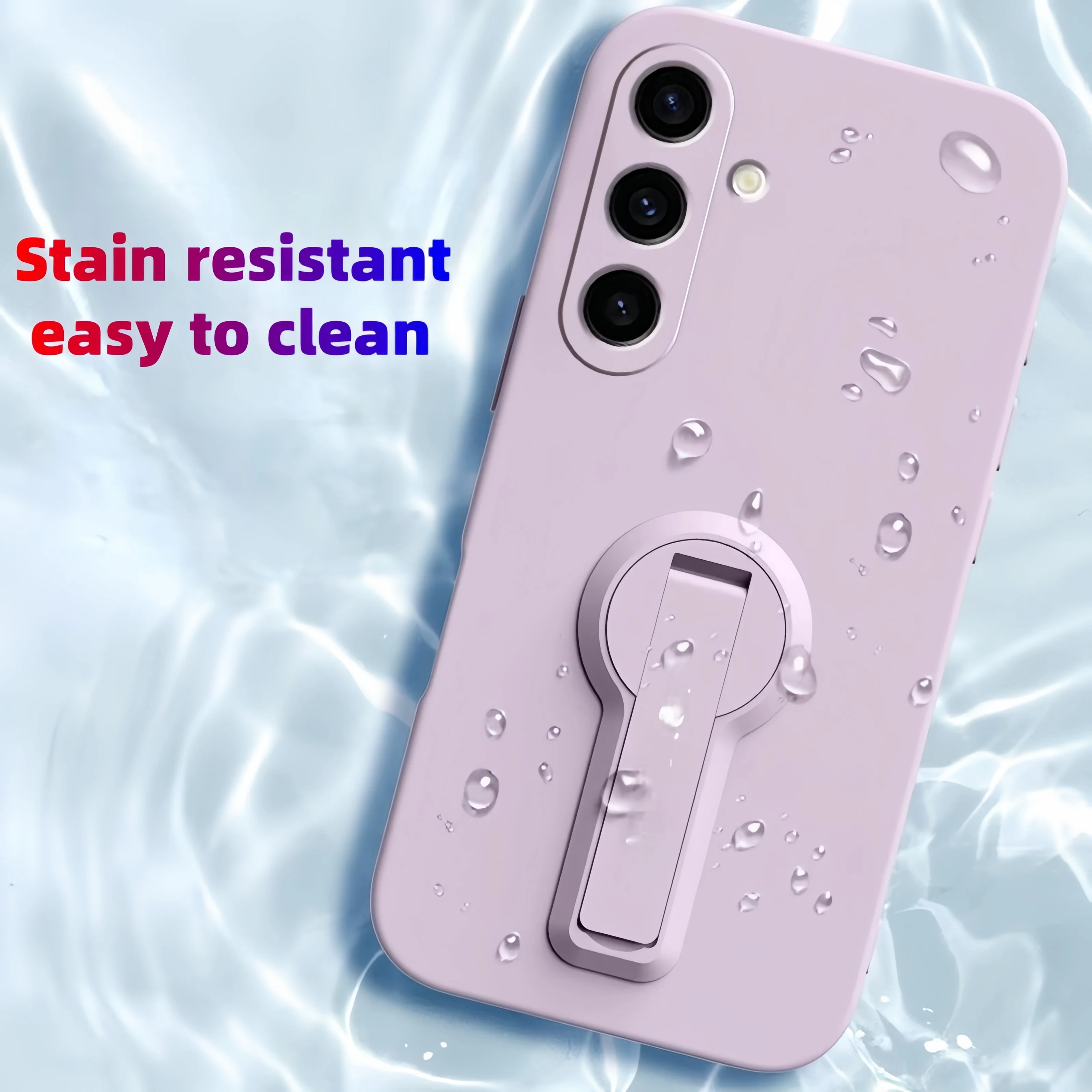 Stylish Liquid Silicone Phone Case with Stand and Lanyard