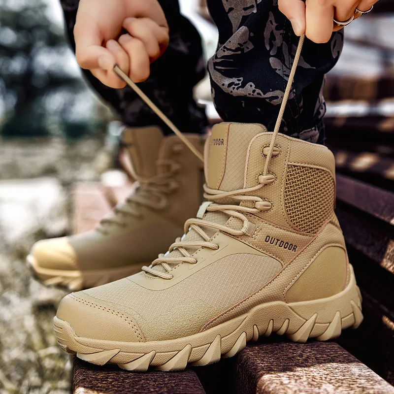 Botas militares de goma para hombre, calzado táctico de combate para el desierto, zapatos de trabajo del ejército - AliExpress