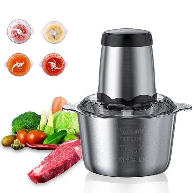 Meat Grinder Electric, Food Chopper 2L Stainless Steel Blades Meat Blender  Food Processor for Meat, Onion, Vegetables - AliExpress