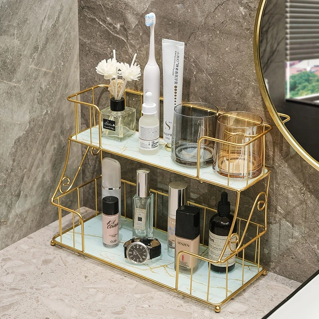 Acrylic Bathroom Storage Holder Metal Skincare Makeup Organizer Rack  Cosmetic Shampoo Cabinet Shelf New Arrival Free Shipping - AliExpress