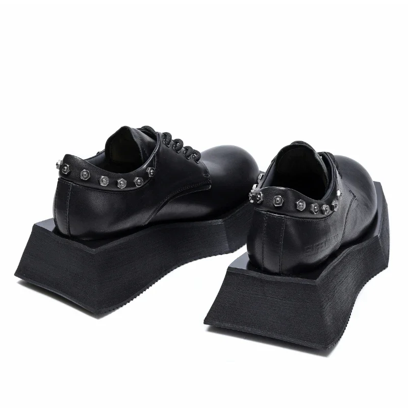 European/American High End Fashion Show Design Derby Shoes for Men's Increase 6cm Genuine Leather Casual Height Increasing Shoes 5