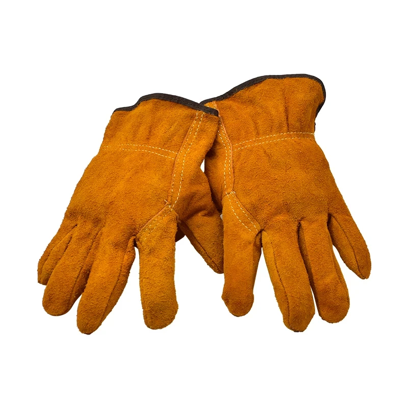 Work Gloves 1 Pair Men Soft Cowhide Driver Hunting Driving Farm Garden Welding Security Protection