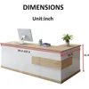 Modern L-Shaped Reception Desk with Hutch and Lockable Drawer & Cabinet, Office Wooden Computer Front Desk, Retail Counter 2