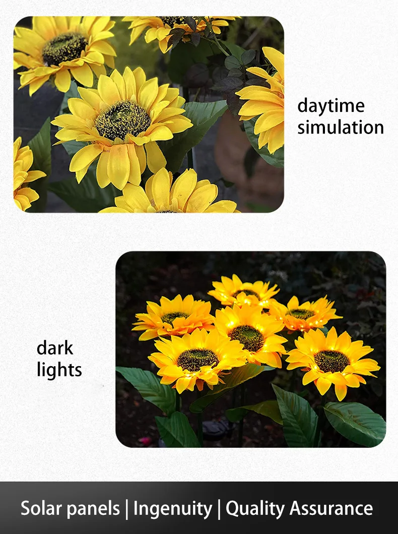 led solar garden lights LED Solar Garden Lights Outdoor 3 Heads Sunflower Street Garland Solar Lamps for Lawn Porch Balcony Fence Light Decor best solar light for home